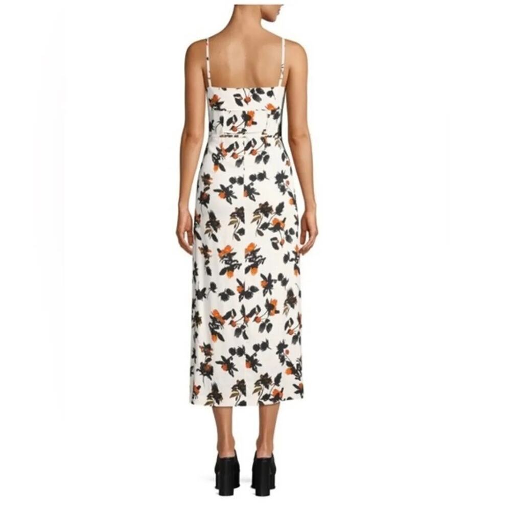 Derek Lam Floral Camisole Button Front V-Neck Slit Front Stretch Crepe Dress 10 - Picture 10 of 16